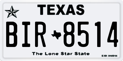 TX license plate BIR8514