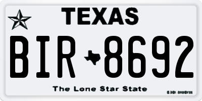 TX license plate BIR8692