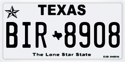 TX license plate BIR8908