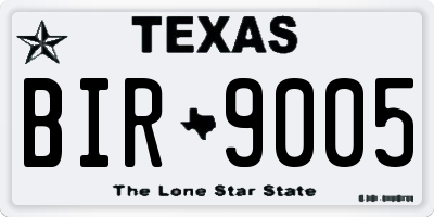TX license plate BIR9005