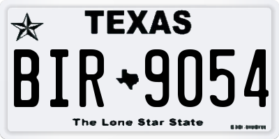 TX license plate BIR9054