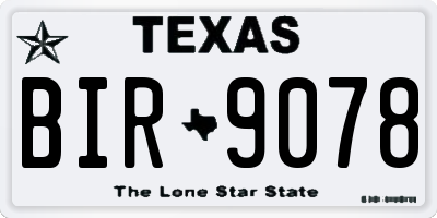 TX license plate BIR9078