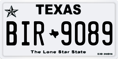 TX license plate BIR9089