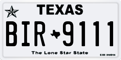 TX license plate BIR9111