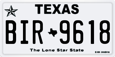 TX license plate BIR9618
