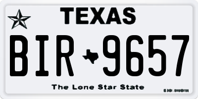 TX license plate BIR9657