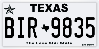 TX license plate BIR9835