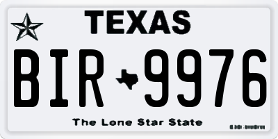 TX license plate BIR9976
