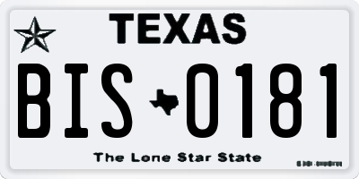 TX license plate BIS0181