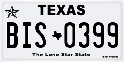 TX license plate BIS0399
