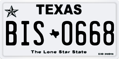 TX license plate BIS0668