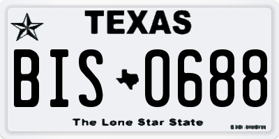 TX license plate BIS0688