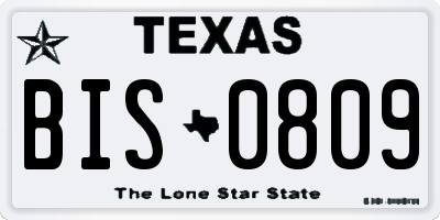 TX license plate BIS0809
