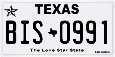 TX license plate BIS0991
