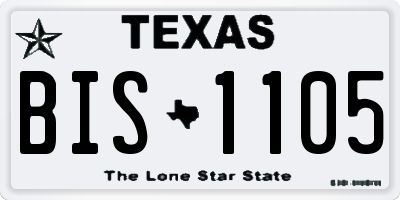 TX license plate BIS1105