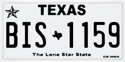 TX license plate BIS1159