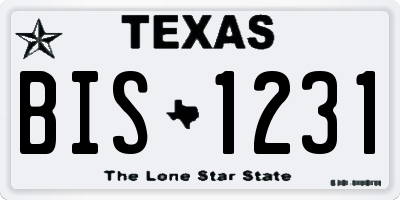 TX license plate BIS1231
