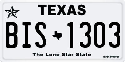TX license plate BIS1303