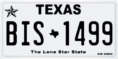 TX license plate BIS1499