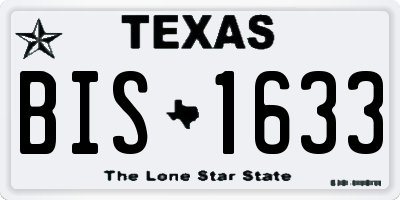 TX license plate BIS1633