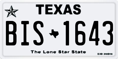 TX license plate BIS1643