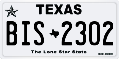 TX license plate BIS2302