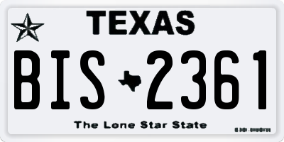 TX license plate BIS2361