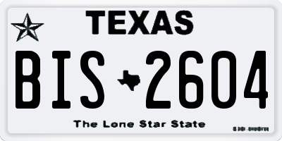 TX license plate BIS2604