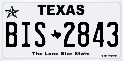 TX license plate BIS2843