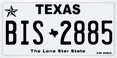 TX license plate BIS2885