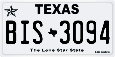 TX license plate BIS3094