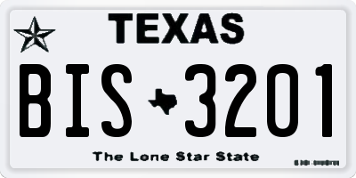 TX license plate BIS3201