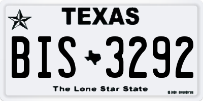 TX license plate BIS3292