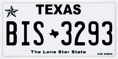 TX license plate BIS3293