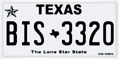 TX license plate BIS3320