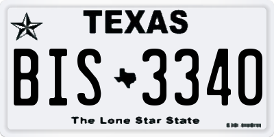 TX license plate BIS3340