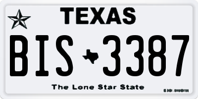 TX license plate BIS3387