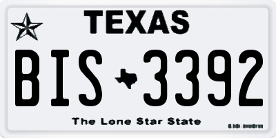 TX license plate BIS3392