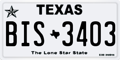 TX license plate BIS3403
