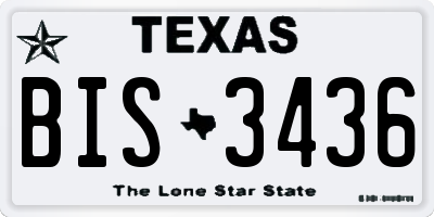 TX license plate BIS3436