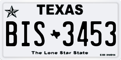 TX license plate BIS3453