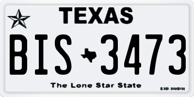 TX license plate BIS3473
