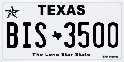 TX license plate BIS3500