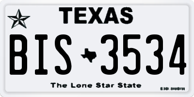TX license plate BIS3534