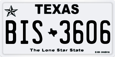 TX license plate BIS3606