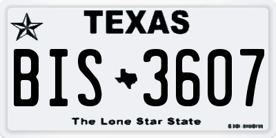 TX license plate BIS3607
