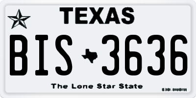 TX license plate BIS3636