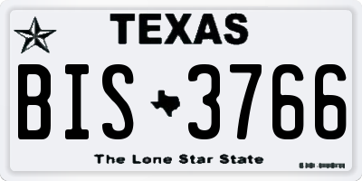 TX license plate BIS3766