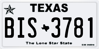 TX license plate BIS3781