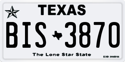 TX license plate BIS3870